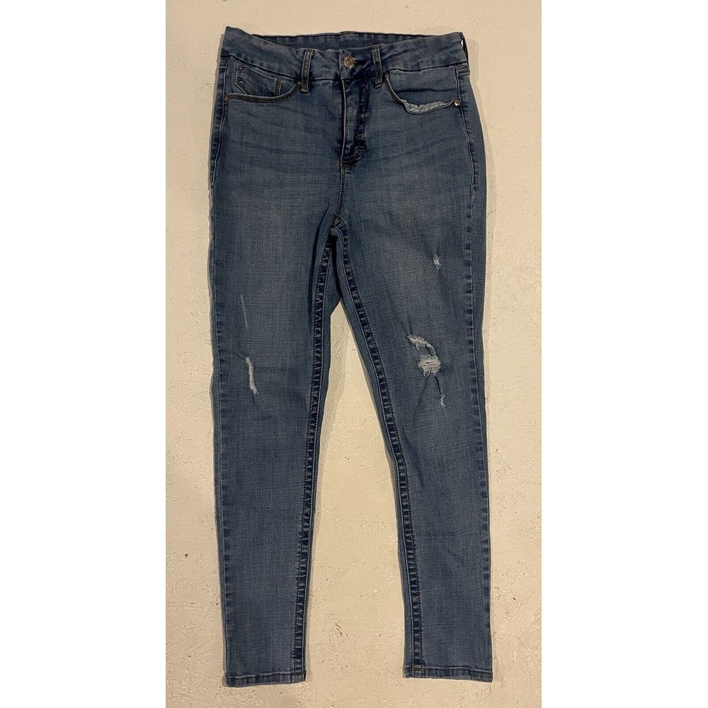 Seven7 Jeans Womens 10 Tummyless High Rise Skinny Distressed Holes Whiskers Fade